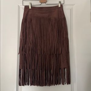 BCBGMAXAZRIA Rashell Suede Fringe Skirt